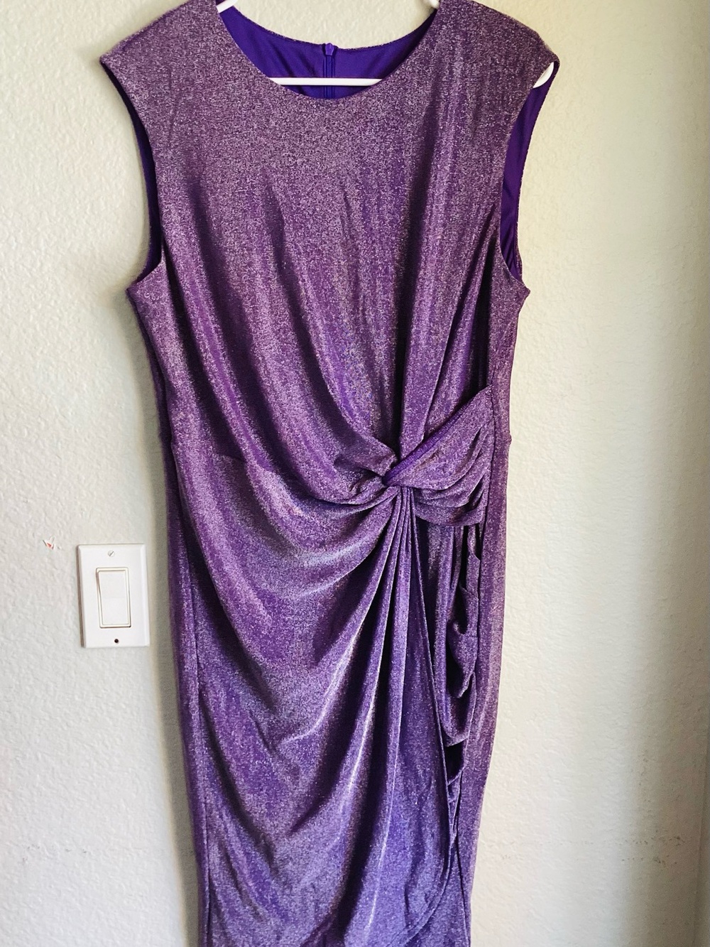 Grace Karin Shimmering Purple Knot-Detail Midi Dress